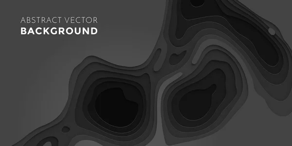 Découpe Papier Géométrique Fond Motif Noir Découpe Liquide Avec Multicouche — Image vectorielle