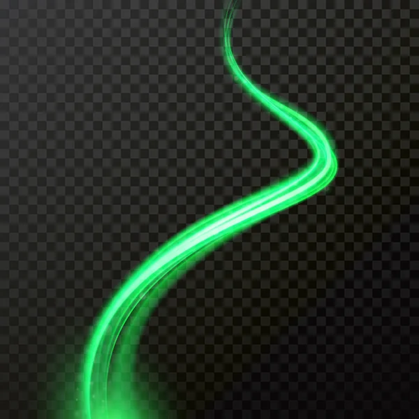 Grüner Komet Leuchtet Lichtspur Oder Wellenspur Mit Vektor Glänzenden Neon — Stockvektor