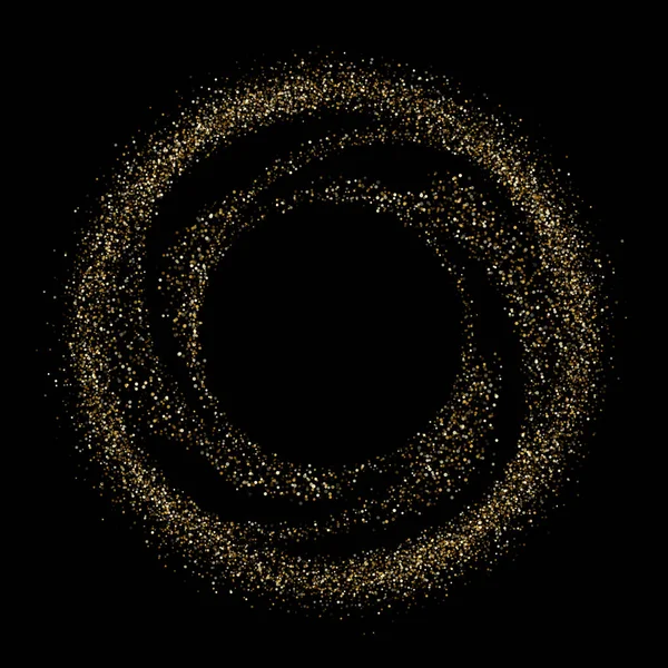 Gyllene Konfetti Cirkel Eller Glänsande Virvel Glitter Partiklar Bakgrund Vector — Stock vektor