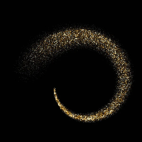 Gyllene Glitter Cirkel Lysande Partiklar Virvel Komet Ras Vector Guld — Stock vektor