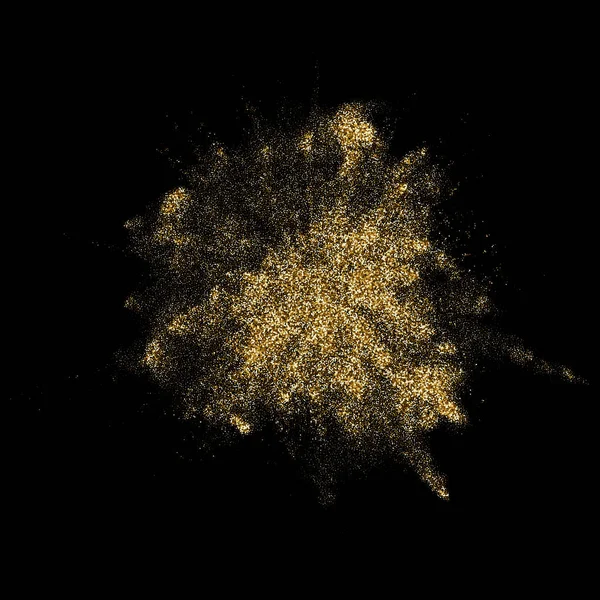 粒子の爆発効果を持つ黄金の輝き爆発 ベクトル ゴールド グレア花火爆発プレミアム高級黒背景に光沢のあるスプラッタ — ストックベクタ
