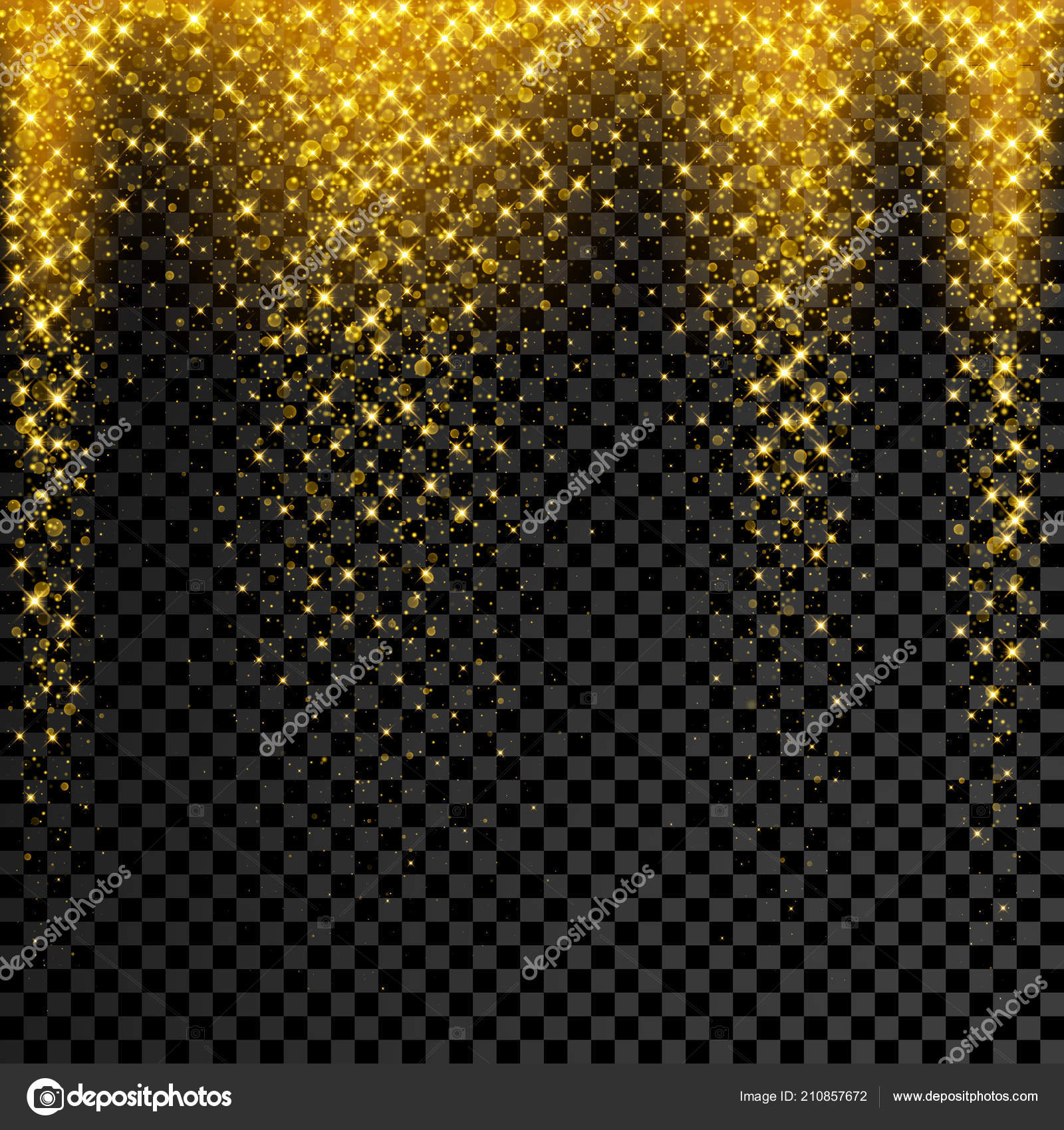 Gold Glitter Christmas Confetti Transparent Background Vector Star
