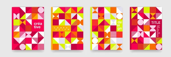 ポスター カバー デザインの幾何学的なパターンの背景テクスチャ 最小限の三角形 正方形 赤オレンジ色ベクトル バナー テンプレート — ストックベクタ