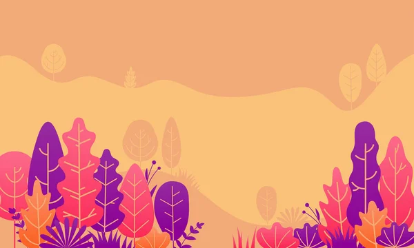 Herbst Wald Blätter Flache Illustration Design Vektor Fallen Bäume Und — Stockvektor