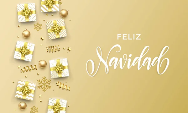 Feliz Navidad Feliz Navidad Tarjeta Felicitación Oro Sobre Fondo Premium — Vector de stock