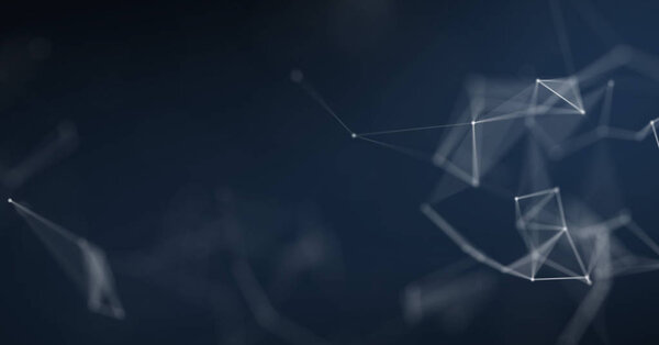 Фон сплетения, абстрактный синий трехмерный геометрический многоугольный провод. Футуристическая или научная концепция и концепция киберпространства
