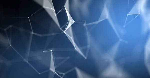 Plexus Absztrakt Háttér Fény Technológia Geometriai Drótváz Kék Sokszög Szerkezet — Stock Fotó