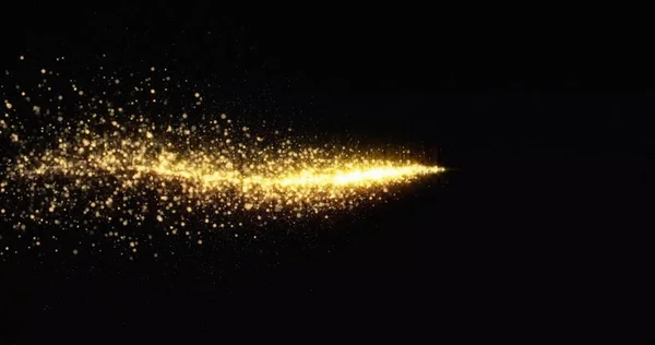 Golden glitter light comet trail, sparlling particles shine wave tail. Or scintillant scintillement, magie éclatante paillettes dorées avec des étincelles de lumière — Photo