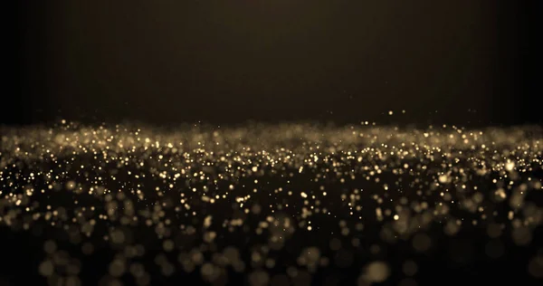 Fundo de brilho dourado, brilhante onda dourada com brilho brilhante luz de poeira. Brilho brilhante dourado, brilhos cintilantes mágicos, luz de fundo de luxo de Natal — Fotografia de Stock