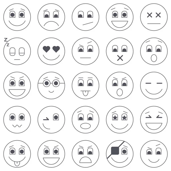 Sammlung Von Emoticon Symbolen Abstrakte Emoji Illustration Lächeln Symbole Vektor — Stockvektor