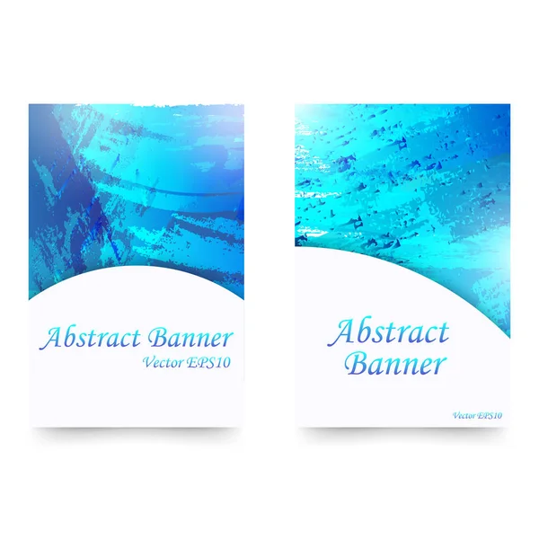 Conjunto Banners Abstractos Acuarela Azul Aislado Sobre Fondo Blanco — Archivo Imágenes Vectoriales