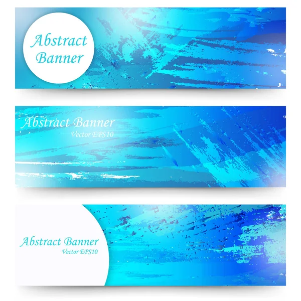 Conjunto Banners Abstractos Acuarela Azul Aislado Sobre Fondo Blanco — Archivo Imágenes Vectoriales