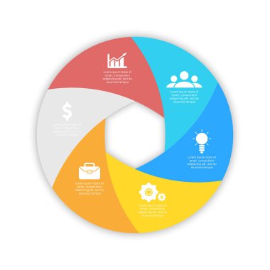 Yuvarlak sarmal Infographic daire diyagram, seçenekleri, web tasarım, grafik şablonu. 6 öğeleri, adım, seçeneği ile iş kavramı.