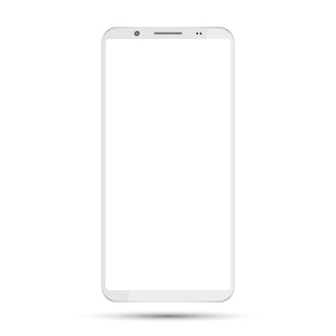 Boş ekran beyaz arka plan üzerinde izole ile Smartphone mockup. Beyaz renk dijital gadget şablonu.