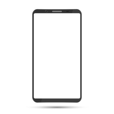 Boş ekran beyaz arka plan üzerinde izole ile Smartphone mockup. Siyah renk dijital gadget şablonu.