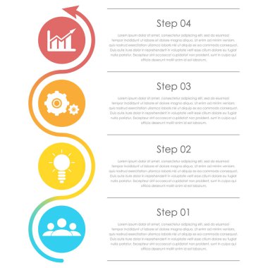 İş infographics ok ile. Şablon 4 öğeleri, adımları, seçenekleri, parça ya da oluşum.