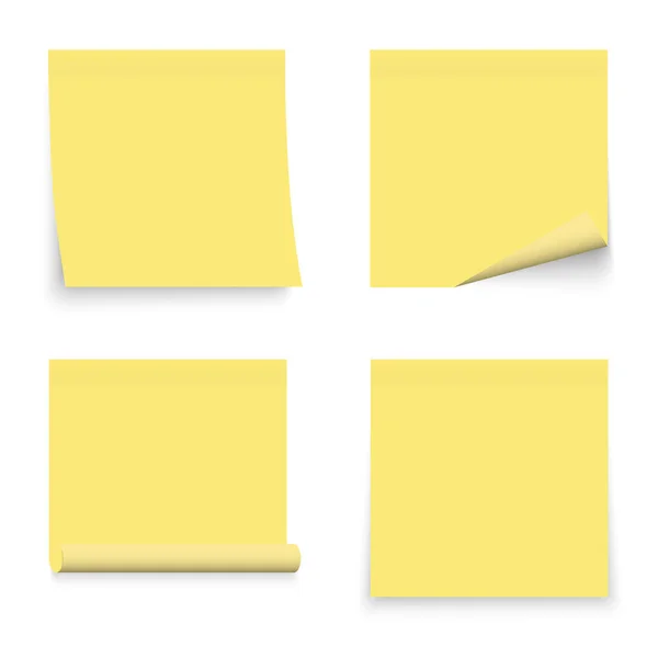 Σύνολο Κίτρινα Αυτοκόλλητα Χαρτιά Σημείωση Χαρτί Κατσαρά Γωνία Διάνυσμα Που — Διανυσματικό Αρχείο