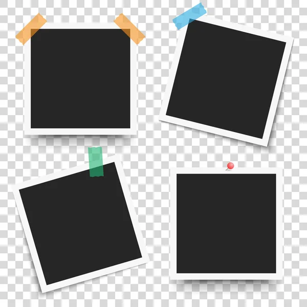Set Template Retro Frame Photo Transparent Background Vector Illustration Your — Stock Vector