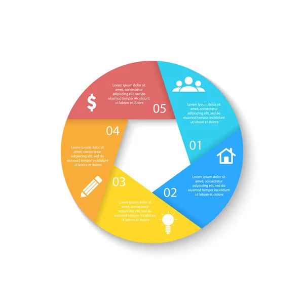 동그라미 다이어그램 디자인 그래프 라운드 Infographic 템플릿 옵션으로 비즈니스 — 스톡 벡터