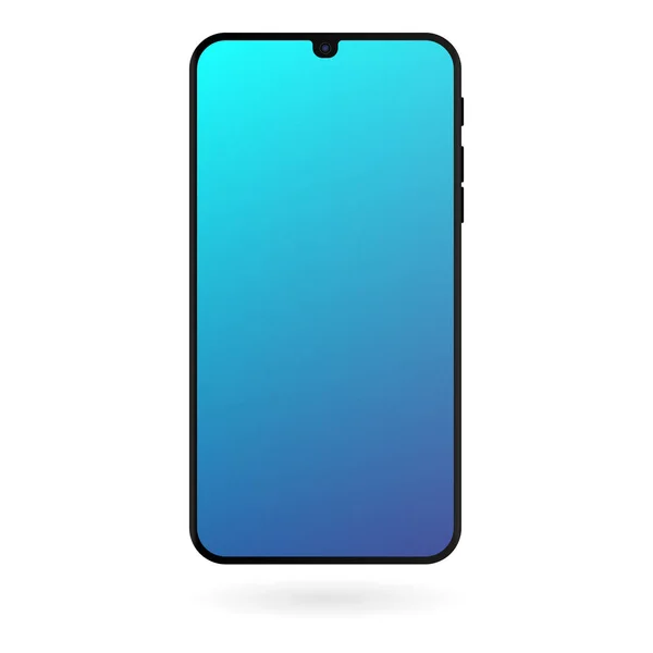 Smartphone Maqueta Con Pantalla Gradiente Azul Sobre Fondo Blanco Plantilla — Vector de stock