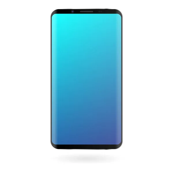智能手机模型与蓝色渐变屏幕在白色背景 黑色数字小工具模板 现代电话 向量例证 — 图库矢量图片
