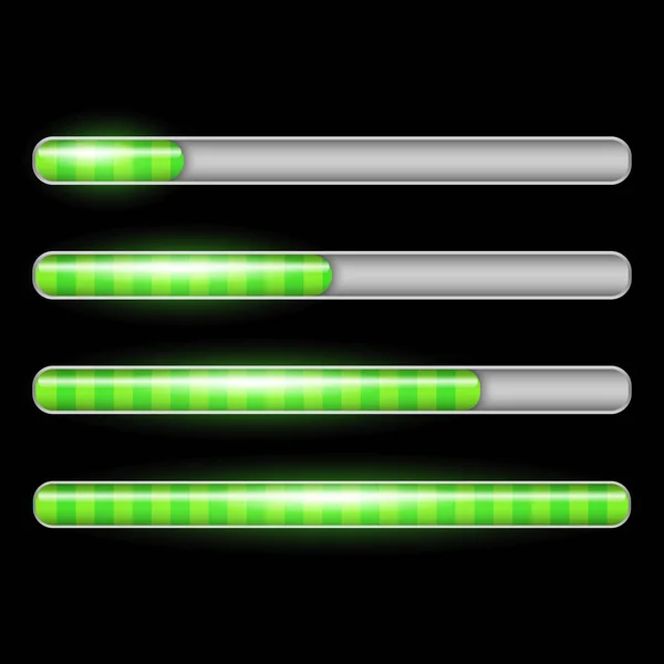 Progresso Barra Carga Com Iluminação Pré Carregadores Fundo Preto —  Vetores de Stock