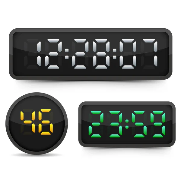 Reloj Digital Números Ajustados Icono Alarma Electrónica Letras Números Para — Vector de stock