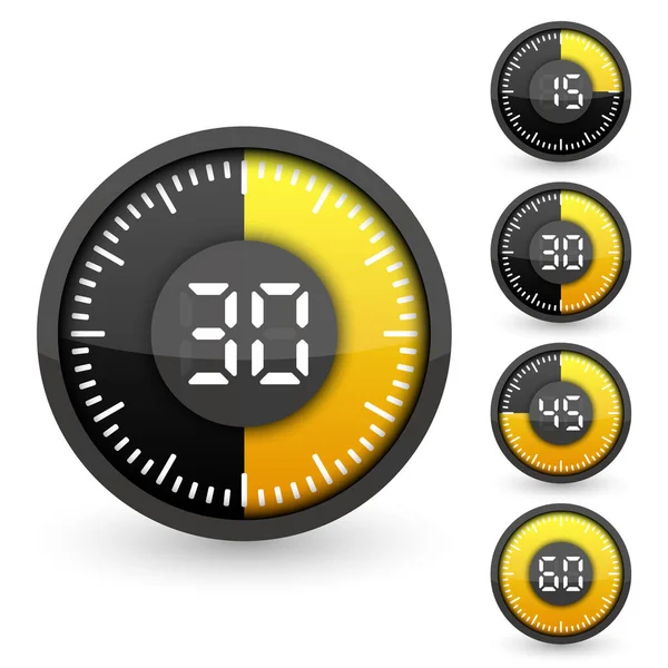 Isolierte Symbole Für Timer Und Uhr Vorlage Für Stopwatch Symbole — Stockvektor