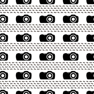 Siyah kamera ile Seamless modeli. Vektör çizim