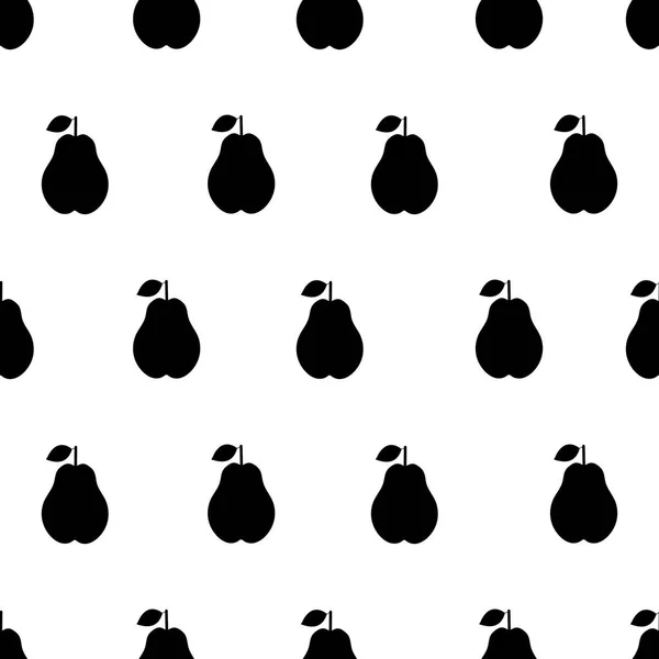 Seamless Pattern Silhouettes Black Pears White Background Vector Illustration — Stock Vector