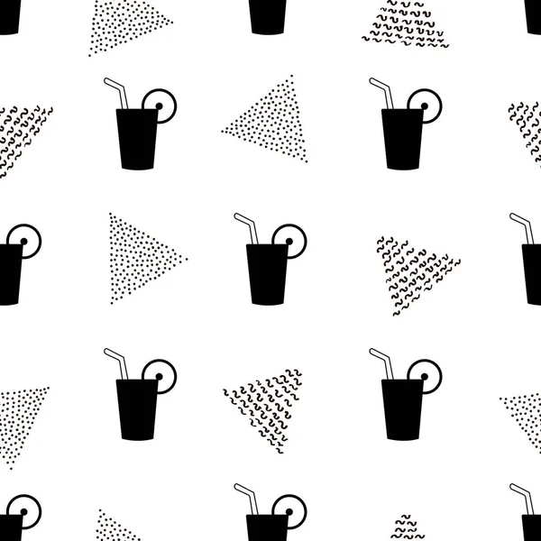 Modèle Sans Couture Avec Des Cocktails Icônes Noires Triangles Créatifs — Image vectorielle