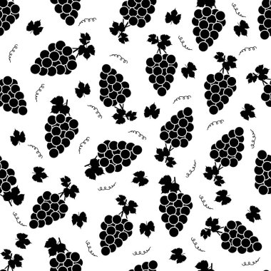 Beyaz arka planda siyah üzüm ile Seamless modeli. Vektör çizim