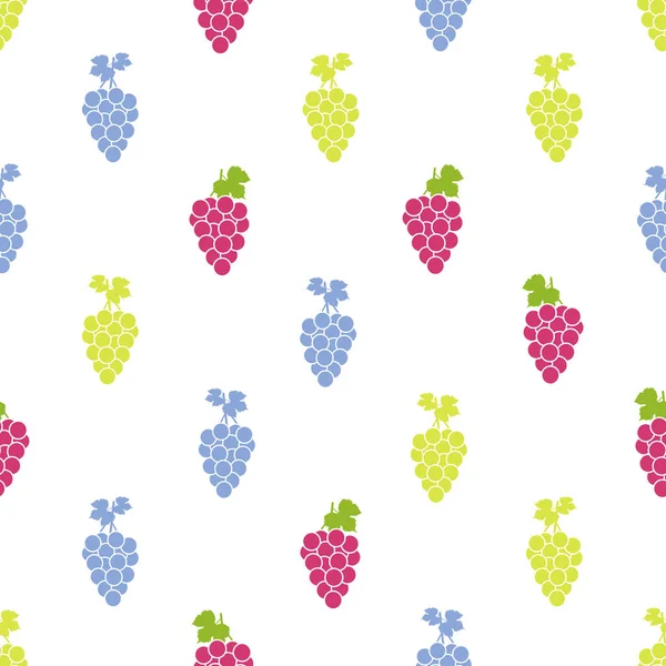 Motif Sans Couture Avec Des Raisins Colorés Sur Fond Blanc — Image vectorielle