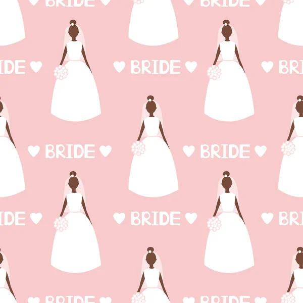 Motif Sans Couture Avec Des Silhouettes Mariée Des Cœurs Des — Image vectorielle