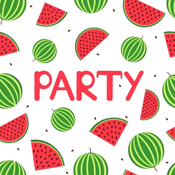 Pastèques Colorées Mot Party Illustration Vectorielle — Image vectorielle