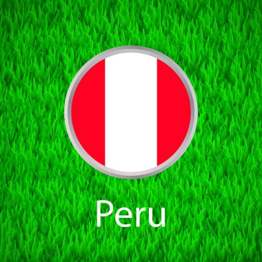 Yeşil çim ve Peru bayrağı ile daire. Vektör illustratio