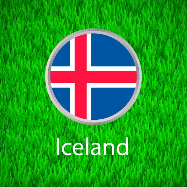 Grama Verde Círculo Com Bandeira Islândia Vector Illustratio — Vetor de Stock