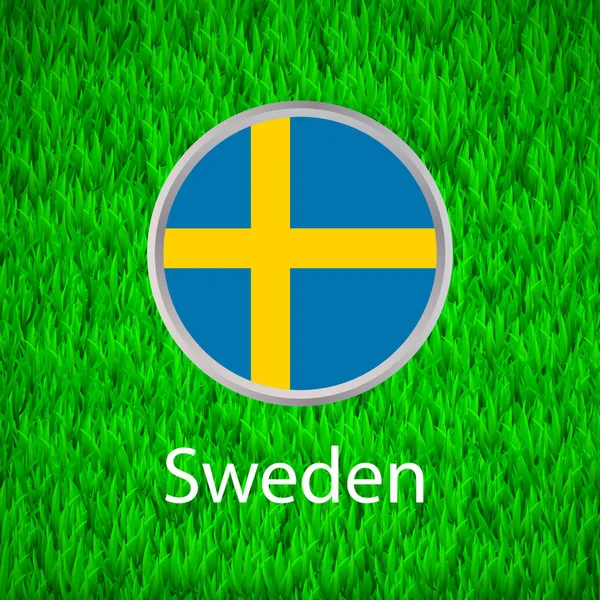 Зеленая Трава Круг Флагом Швеции Векторные Иллюстрации — стоковый вектор