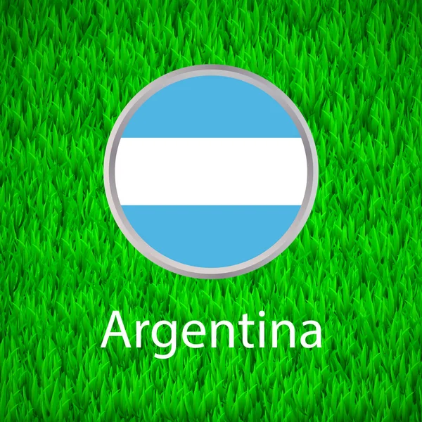 Rumput Hijau Dan Lingkaran Dengan Bendera Argentina Ilustrasi Vektor - Stok Vektor