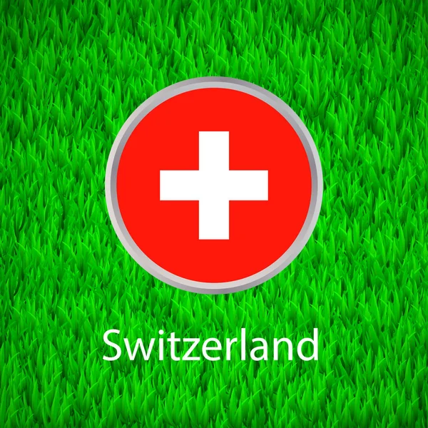 Grünes Gras Und Kreis Mit Flagge Der Schweiz Vektor Illustratio — Stockvektor