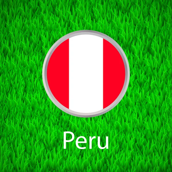 Yeşil çim ve Peru bayrağı ile daire. Vektör illustratio