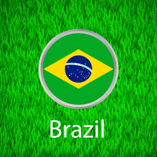 Groen Gras Cirkel Met Vlag Van Brazilië Vector Illustratio — Stockvector