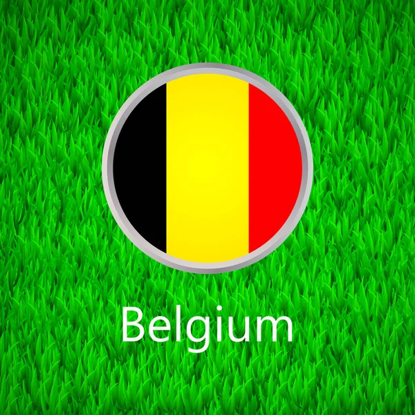 Green Grass Circle Flag Belgium Vector Illustratio — Stock Vector