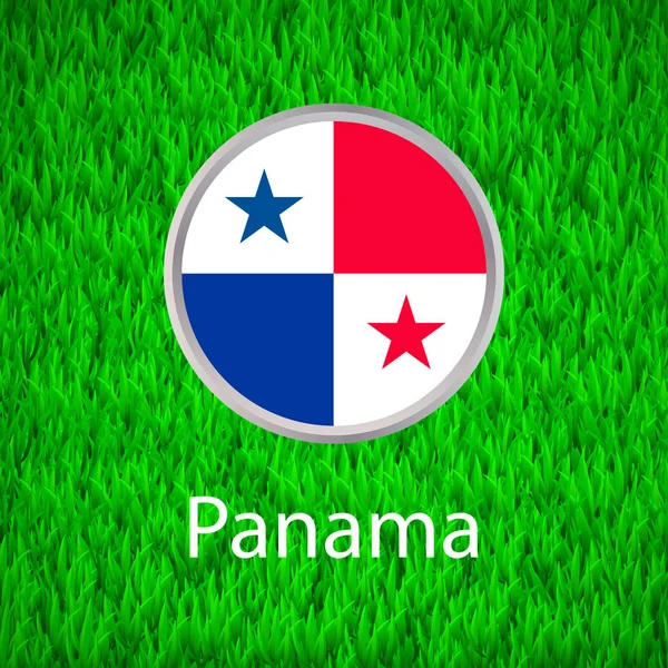Зеленая Трава Круг Флагом Панамы Векторные Иллюстрации — стоковый вектор