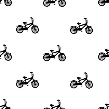 Beyaz arka planda siyah Bisiklet ile Seamless modeli. Vektör çizim