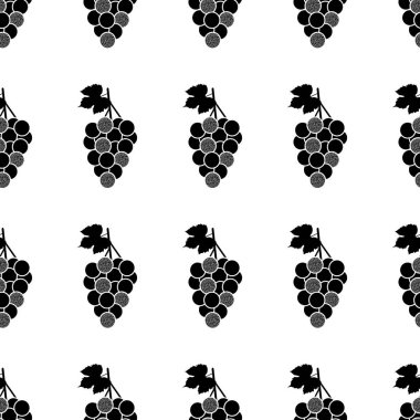 Beyaz arka planda siyah üzüm ile Seamless modeli. Vektör çizim