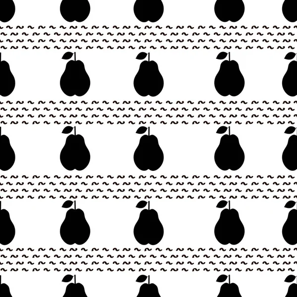 Seamless Pattern Silhouettes Black Pears White Background Vector Illustration — Stock Vector