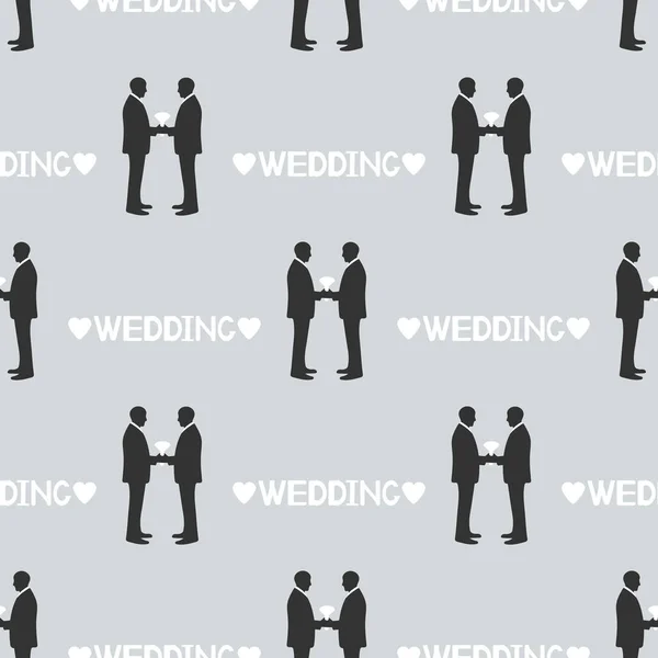Damatlar Siluetleri Ile Seamless Modeli Kupa Düğün Kelime Eşcinsel Evlilik — Stok Vektör