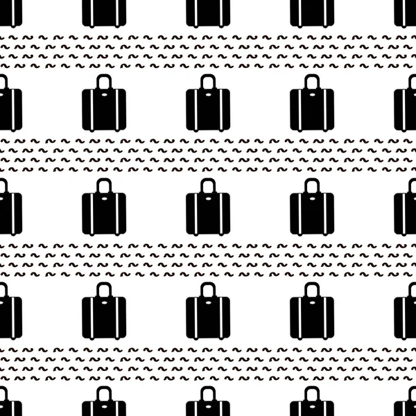 Beyaz arka planda siyah bavul ile Seamless modeli. 