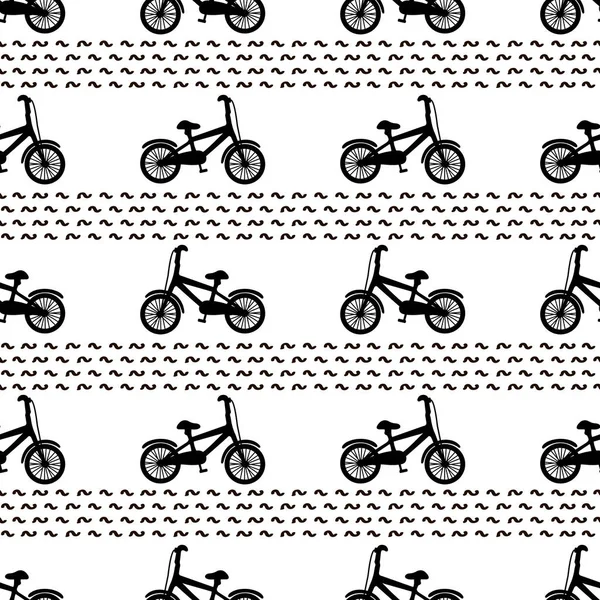 Beyaz arka planda siyah Bisiklet ile Seamless modeli. Vektör çizim